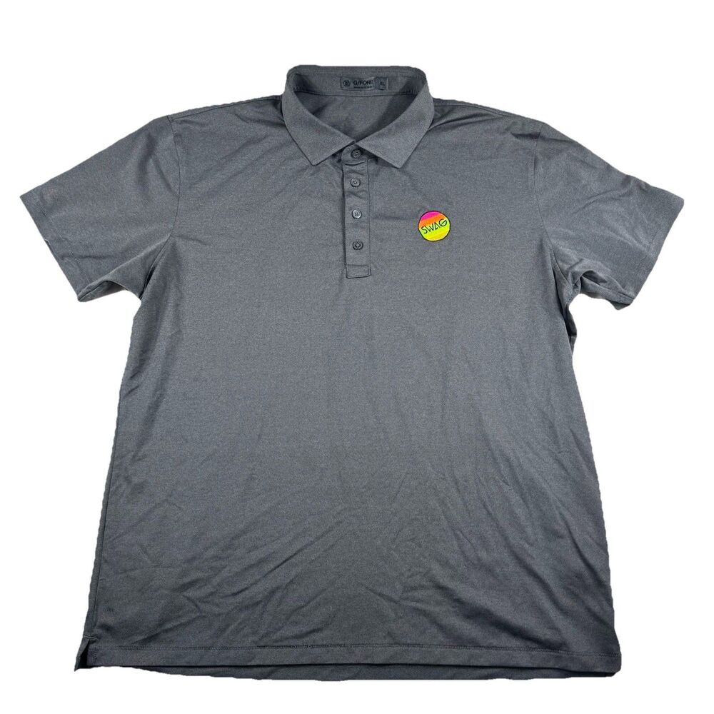 G/Fore x Swag Polo Golf Shirt Men's XL Gray Embroidery Performance Stretch Sport